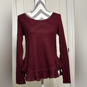 Saturday Sunday By Anthropologie Women’s Sweater Size XS Maroon Waffle Knit
